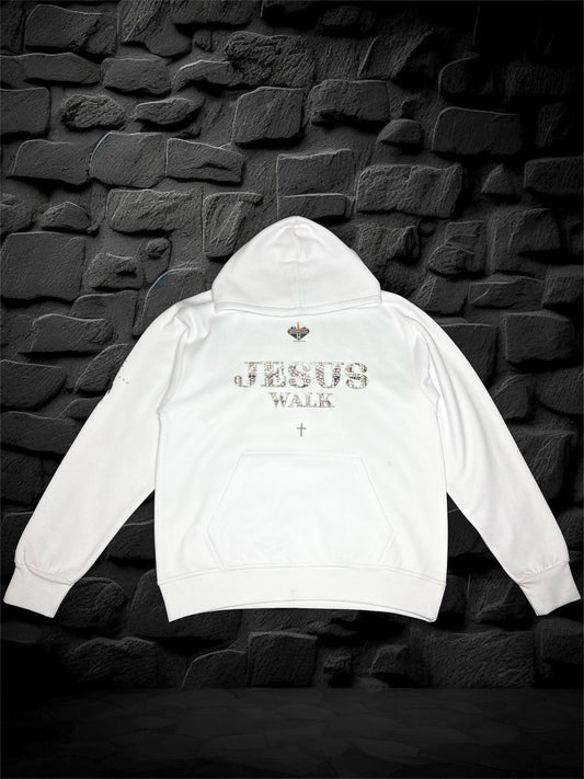 White Jesus Walk | Rhinestones Hoodie