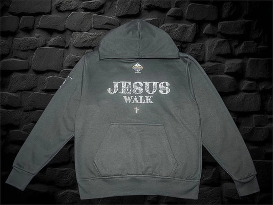 Black Jesus Walk | Rhinestones Hoodie