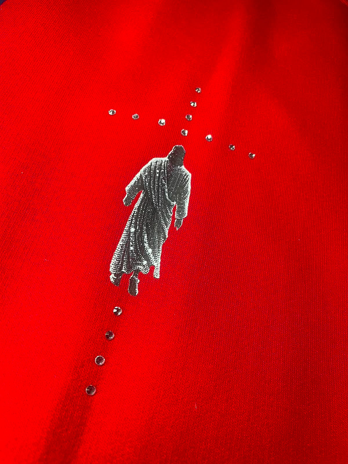 Red Jesus Walk | Rhinestones Hoodie