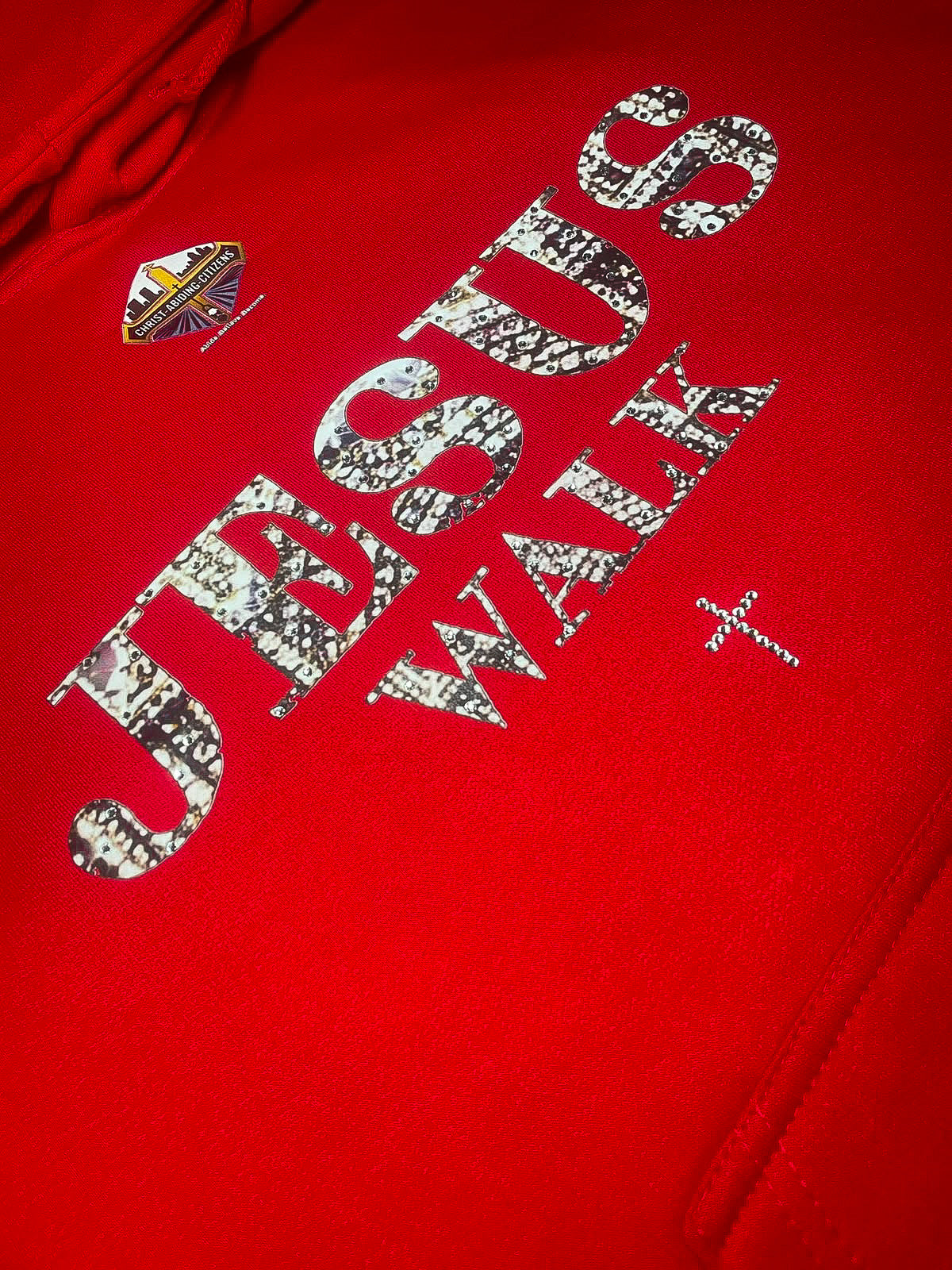Red Jesus Walk | Rhinestones Hoodie