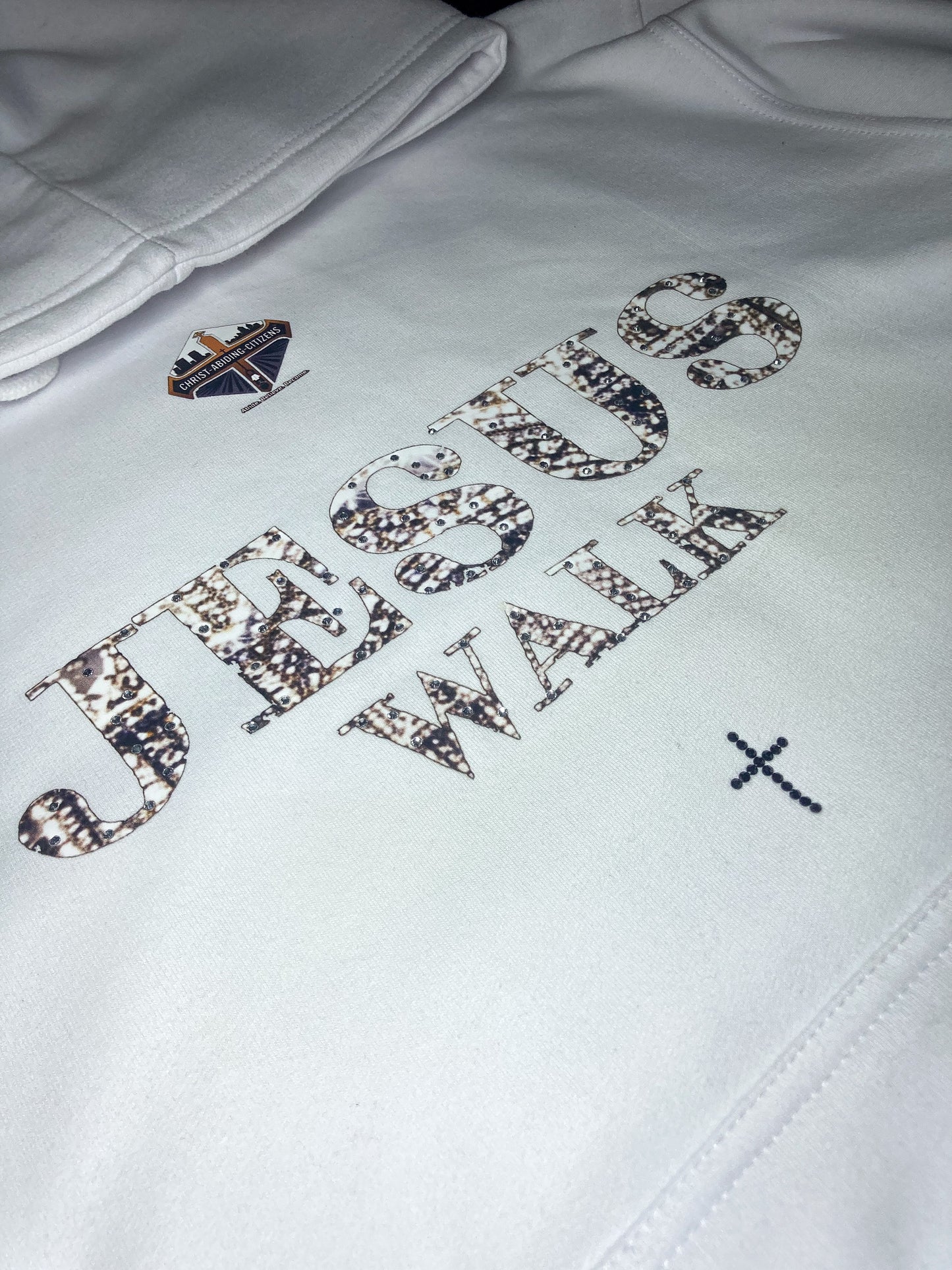 White Jesus Walk | Rhinestones Hoodie