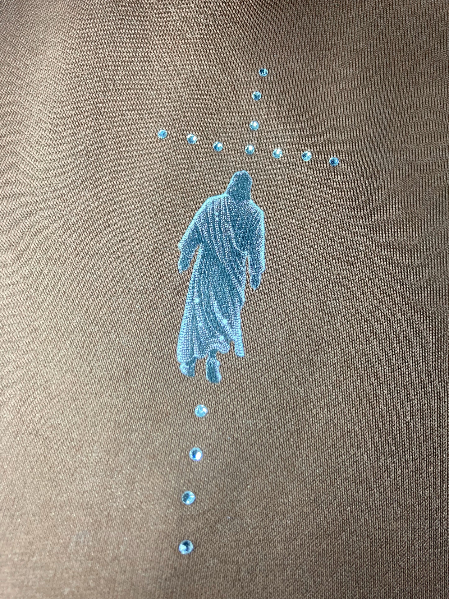 Brown Jesus Walk | Rhinestones Hoodie