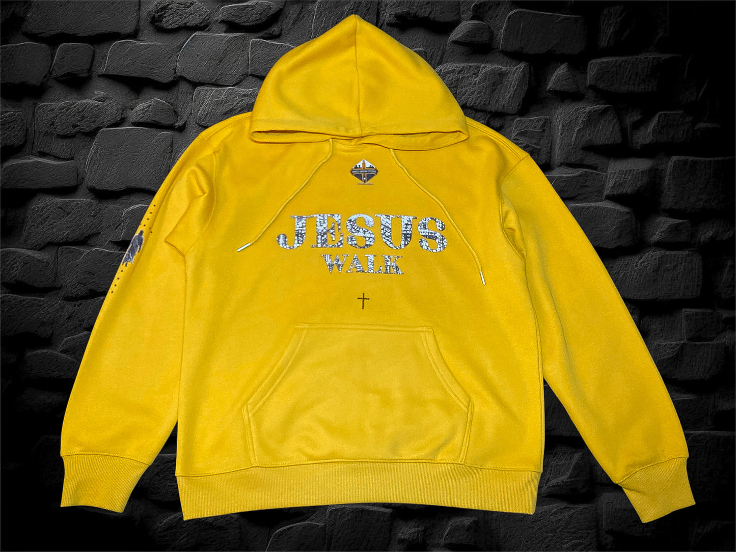 Yellow Jesus Walk | Rhinestones Hoodie