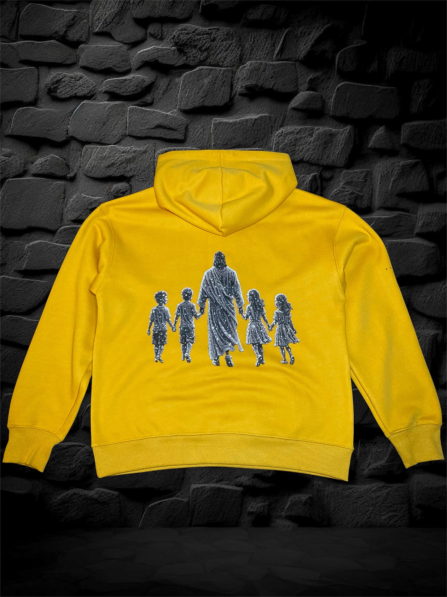 Yellow Jesus Walk | Rhinestones Hoodie