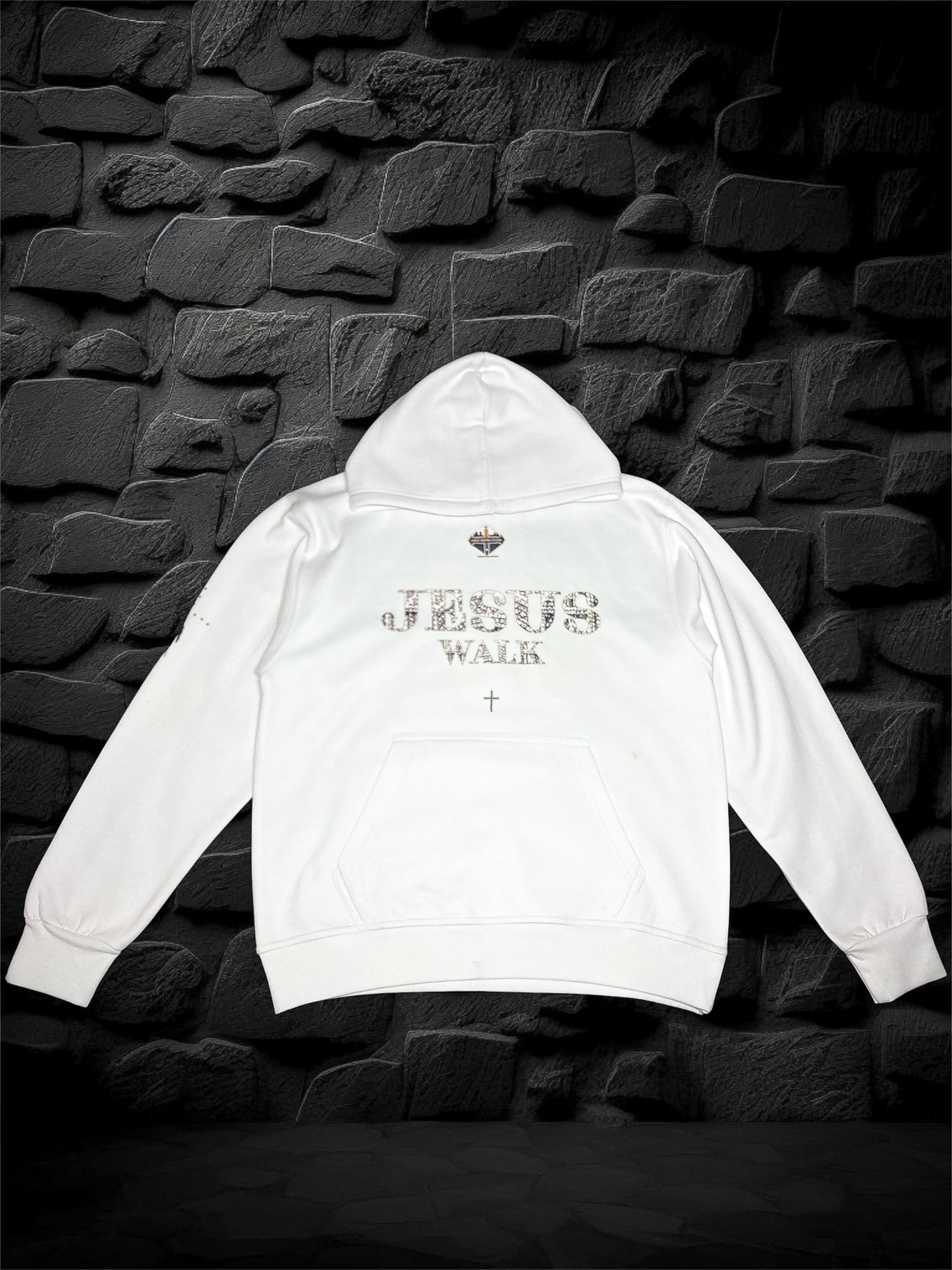 White Jesus Walk | Rhinestones Hoodie