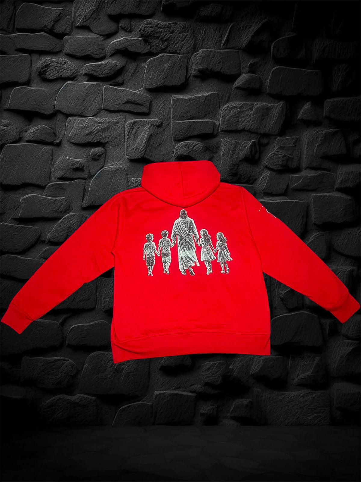 Red Jesus Walk | Rhinestones Hoodie