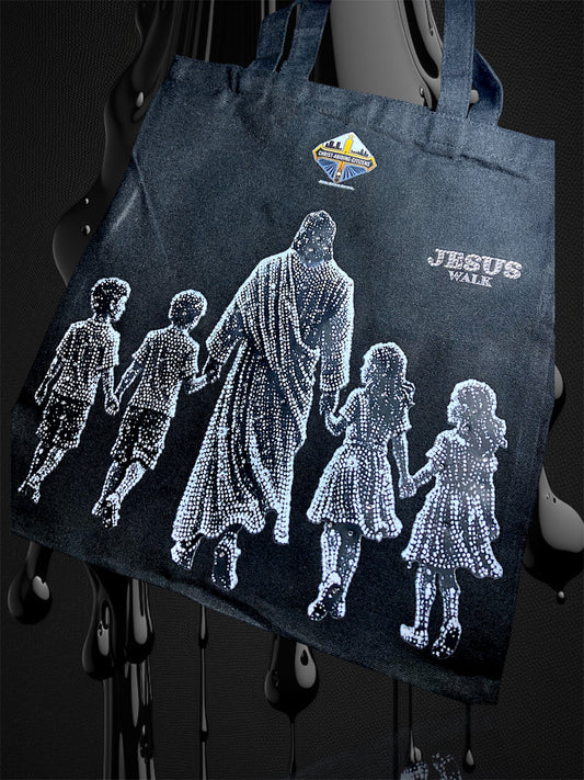 Black Jesus Walk | Rhinestones Tote Bag