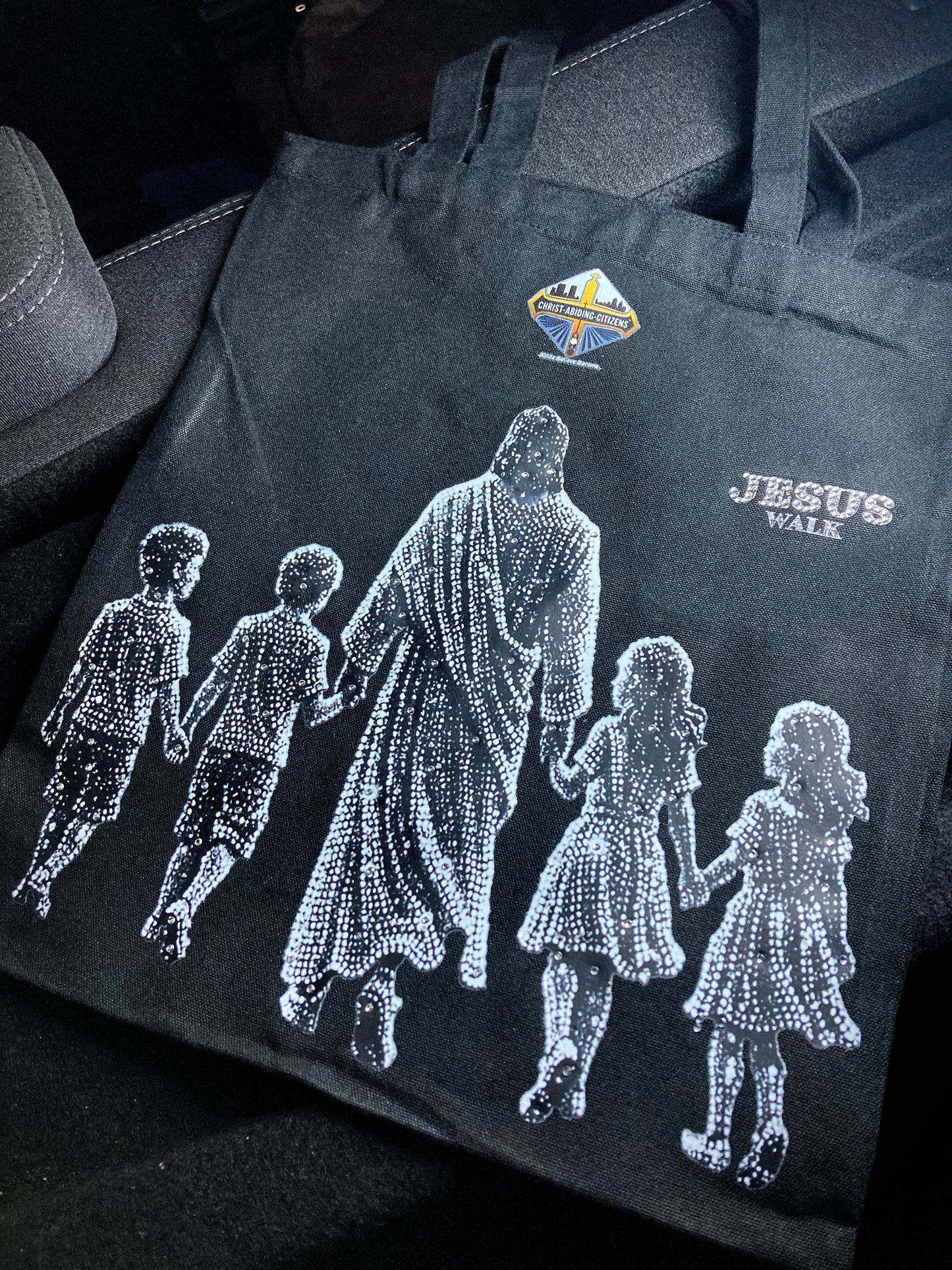 Jesus Walk | Rhinestones Tote Bag